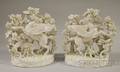 Pair of Modern Italian White Crackle Glazed Porcelain Pegasus Figural Groups
