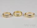 Three 14kt Gold and Diamond Bands