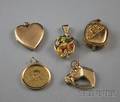 Five Small Mostly Gold Jewelry Items