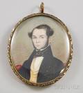 18th Century Memorial Handpainted Miniature Portrait on Ivory