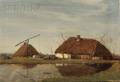 Paulus Adriaan Gildemeester Dutch 18581930 Cottages on the Riverbank
