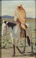 Ila Mae McAfee American 18971995 Portrait of a Taos Pueblo Woman on Horseback