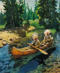 Tim Solliday American b 1952 Two Native Americans in a Canoe