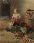 Jan Walraven Dutch 18271863 Girl with Rabbits