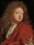 British School 18th Century Portrait of a Gentleman in a Red Cloak Decorated with an Order of Nobility