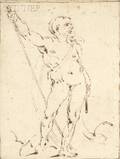 Italian School 18th19th Century Figure Study of Male Nude with Staff