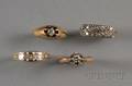 Four 14kt Gold and Diamond Rings