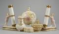 Six Royal Worcester Gilt and Handpainted Porcelain Table Items