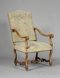 Flemish Baroque Style Walnut Open Armchair