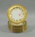 Set of Twelve Mintons Gilt Decorated Porcelain Plates