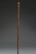 Late 19th Century Japanese Carved Figural Decorated Bamboo Walking Stick