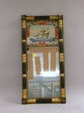 Federal Giltwood and Partebonized Splitbaluster Mirror with Reversepainted Glass Tablet Depicting a Sailing Ship