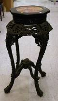 Chinese Export Marbleinset Carved Hardwood Stand