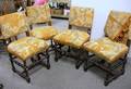 Set of Four Jacobeanstyle Brocade Upholstered Walnut Barleytwist Side Chairs
