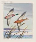 Phillip Brown Parsons American 18951977 Mallards in Flight Probably a Duck Stamp Composition
