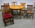 Mission Circular Oak Center Table and Five Oak Side Chairs