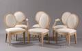 Set of Six Donghia Upholstered Bleached Wood Dining Chairs
