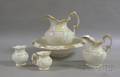 Fivepiece Late Victorian Gilt Porcelain Chamber Set