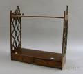 Small English Mahogany TwoTier Wall Shelf with Two Short Drawers