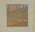James D Haven Woodblock Print Sassafras Twig