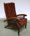 Mahogany Spindlesided Adjustableback Morris Chair with Upholstered Cushions
