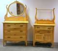 Late Victorian Pine Mirrored Dresser and a Commode