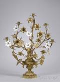 Victorian Giltmetal and White Glass Blossom SevenLight Figural Candelabra
