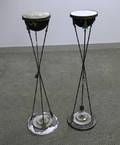 Pair of Frenchstyle Neoclassical Mirrortop Painted Metal Stands