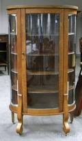 Early 20th Century Oak Dshaped China Cabinet