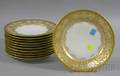 Eleven Limoges for Ovington Bros Gilt and Gold Enameled Plates