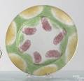 Yellow green and red rainbow spatter festoon plate