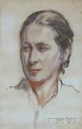 Framed Charcoal and Chalk on Paperboard Portrait Study by Gerald Vivian Davis 18991987