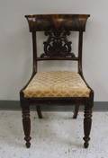 Classical Carved Mahogany and Mahogany Veneer Side Chair with Upholstered Slip Seat