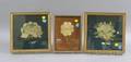 Three Framed Silkwork Flowers