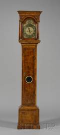 Queen Anne Herringbone Crossbanded Walnut Long Case Clock