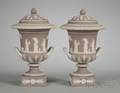 Pair of Wedgwood Lilac Jasper Dip Vases and Covers