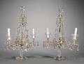 Pair of English Colorless Glass Fourlight Mantel Lusters