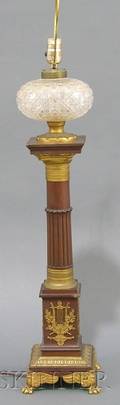 French Empirestyle Mahogany Veneered and Ormolumounted Lamp Base