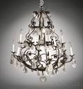 Spanish Baroquestyle TwelveLight Wrought Iron and Rock Crystal Chandelier