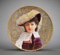 French Faience Handpainted and Coraline Decorated Portrait Plaque