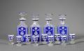 ThirteenPiece Blue and White Cut to Clear Bohemian Glass Cordial Set