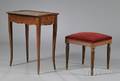 Louis XV Style Walnut SingleDrawer Side Table and Associated Vanity Stool