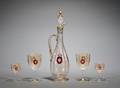 EighteenPiece Colorless Etched and Ruby Flashed Bohemian Glass Drinks Set
