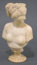 Italian Carved Alabaster Bust of Venus