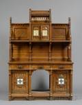 Fine Renaissance Revival Carved and Tilemounted Walnut Sideboard