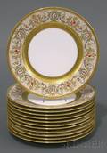 Twelve French Painted and Parcelgilt Service Plates