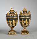 Pair of Wedgwood Black Basalt Vases and Covers