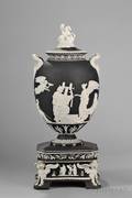 Wedgwood Black Jasper Dip Apotheosis of Homer Vase and Cover