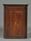 English Inlaid Mahogany Corner Wall Cupboard