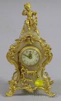 Swiss Louis XV Style Miniature Alabaster Clock